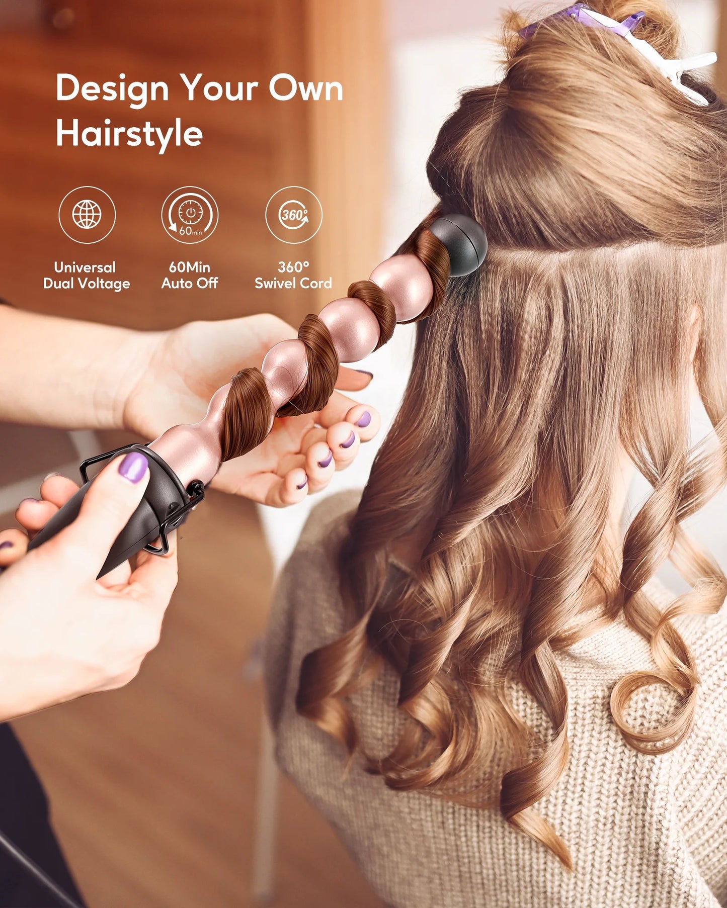 Kipozi™ 5-in-1 CurlCraft Pro Set – Instant Heat Ceramic Styling Kit