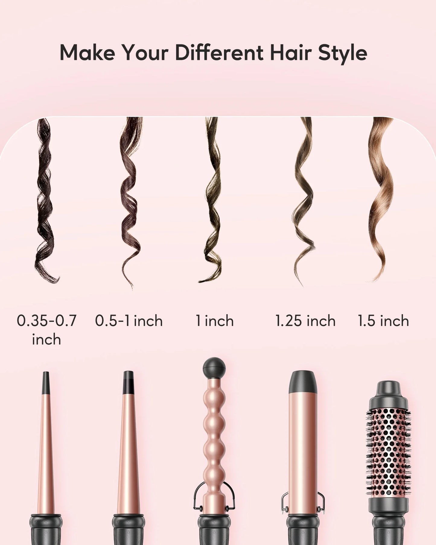Kipozi™ 5-in-1 CurlCraft Pro Set – Instant Heat Ceramic Styling Kit