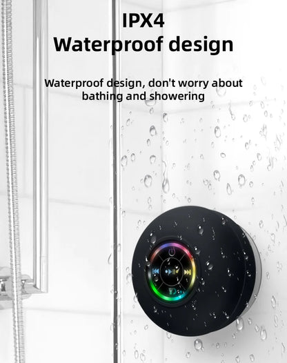 Premium and Durable Waterproof Bluetooth Shower Speaker with LED Lights & Suction Cup – 360° Sound & Hands-Free Calling