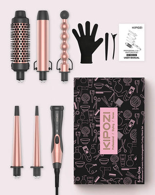 Kipozi® 5-in-1 CurlCraft Pro Set – Instant Heat Ceramic Styling Kit